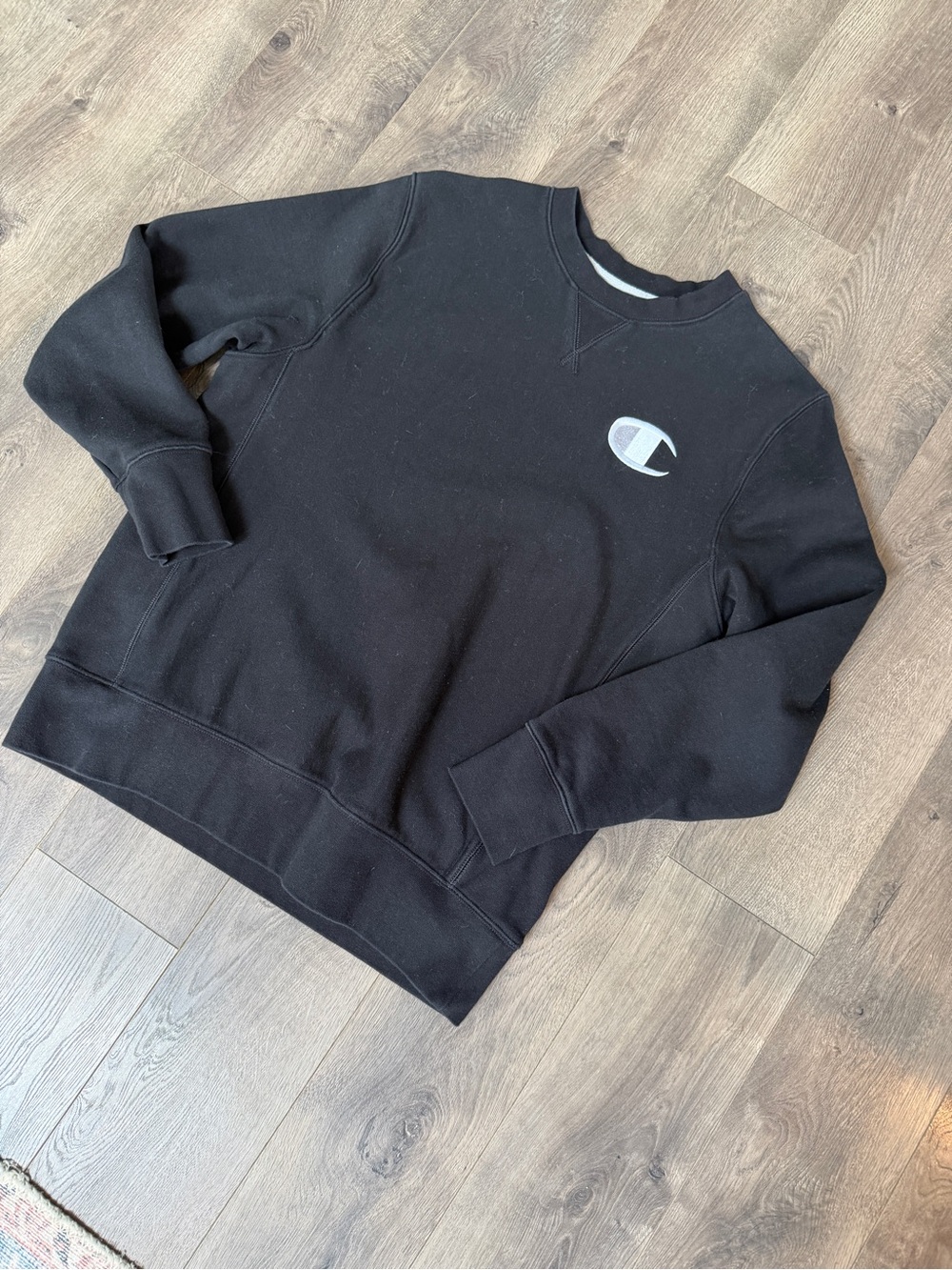 Champion Black Crewneck Sweatshirt with White Logo